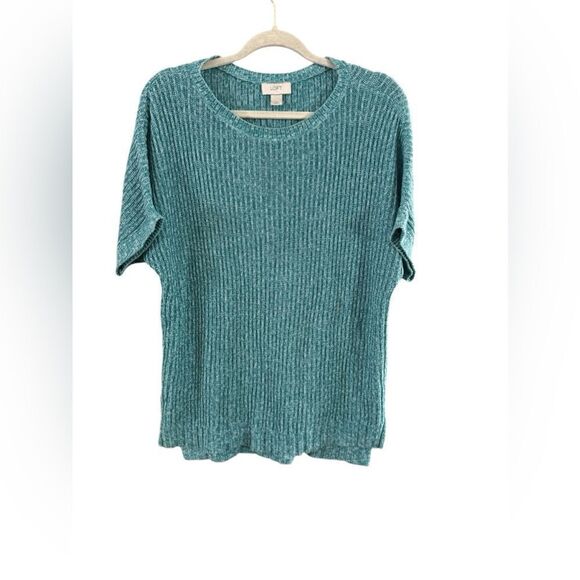 Loft Blue and White Sweater Top Size Medium - Picture 2 of 9